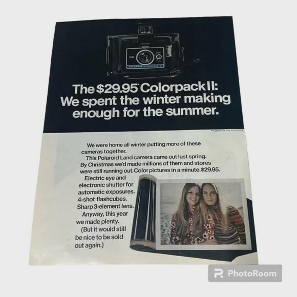 1970 Polaroid‎ Colorpack II Original Vintage Print Ad